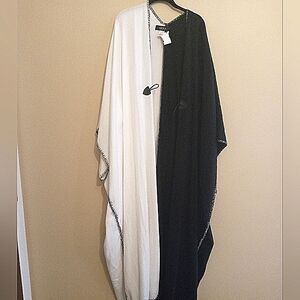 AKIRA Cream & Black Maxi Poncho